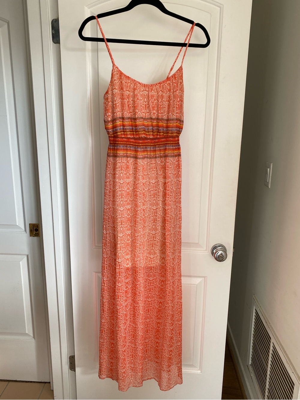 Twelfth Street by Cynthia Vincent Silk Orange Maxi Dress Snake Print Small
